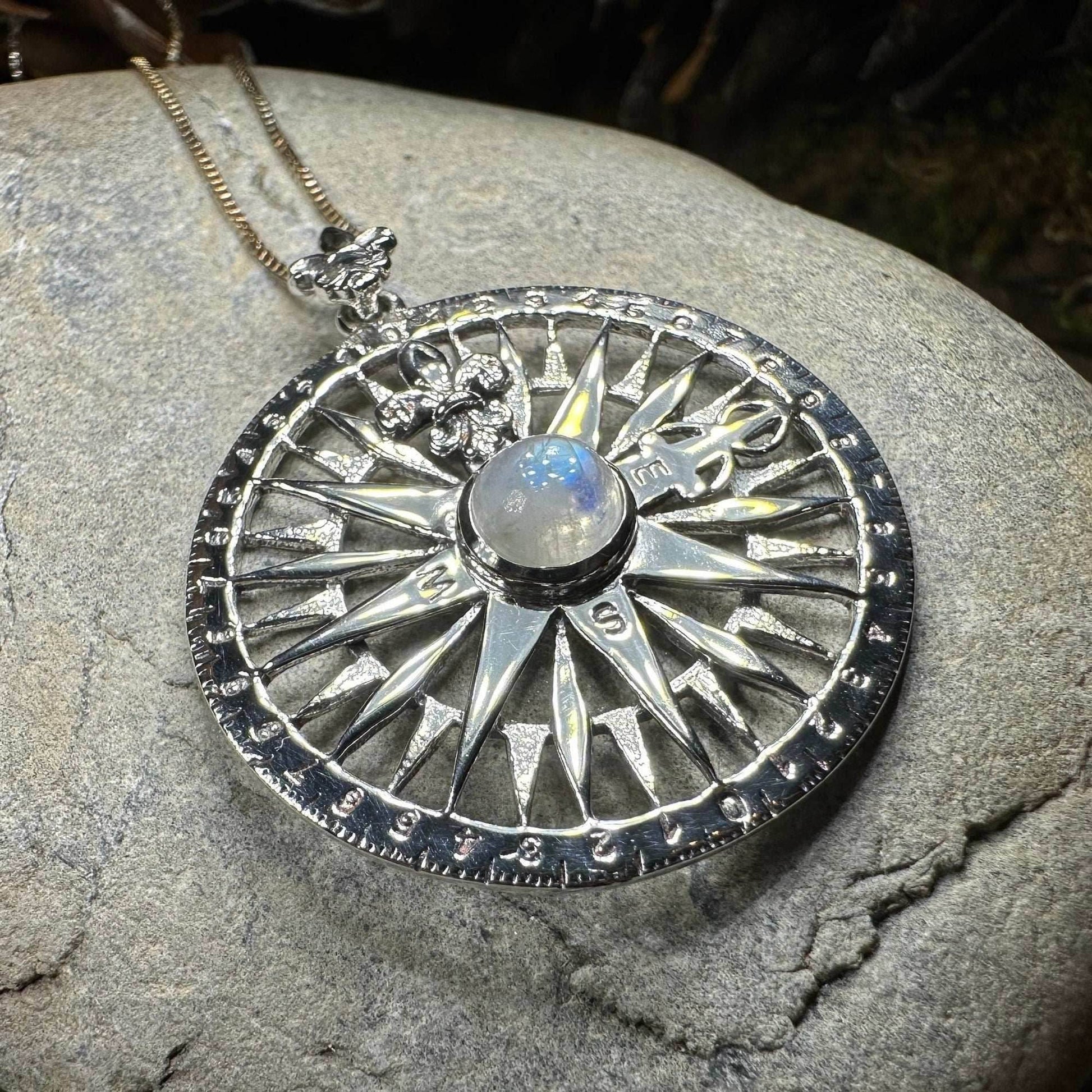 True North Moonstone Compass Necklace - 18