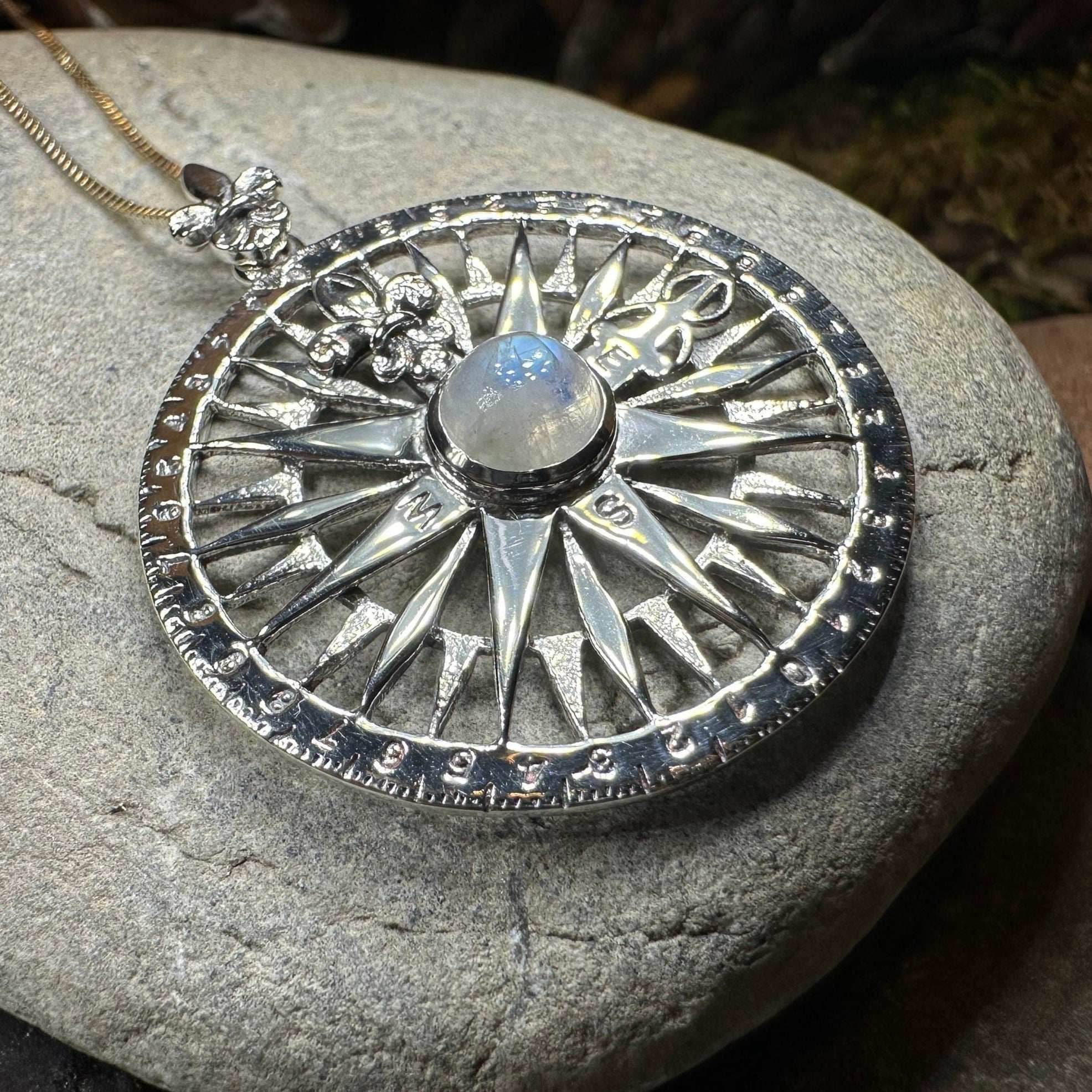 True North Moonstone Compass Necklace - 18
