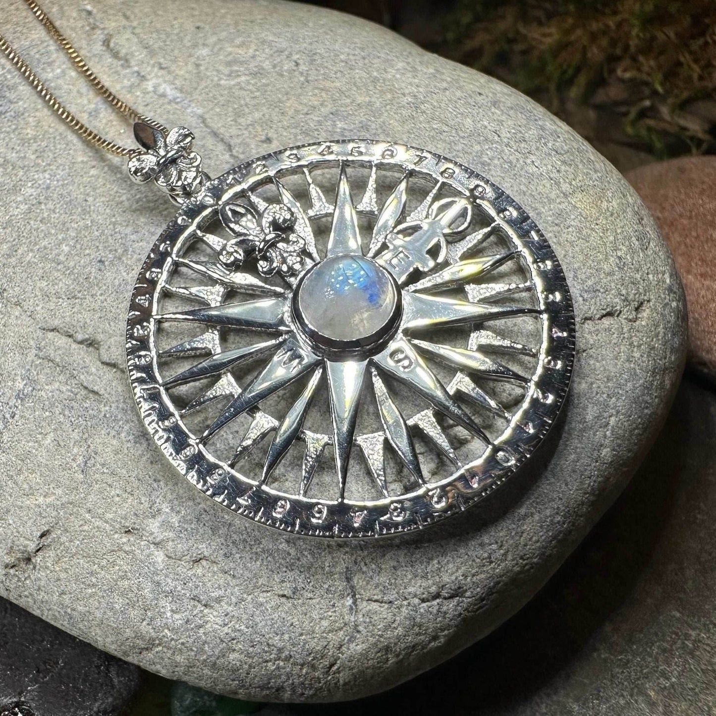 True North Moonstone Compass Necklace - 18