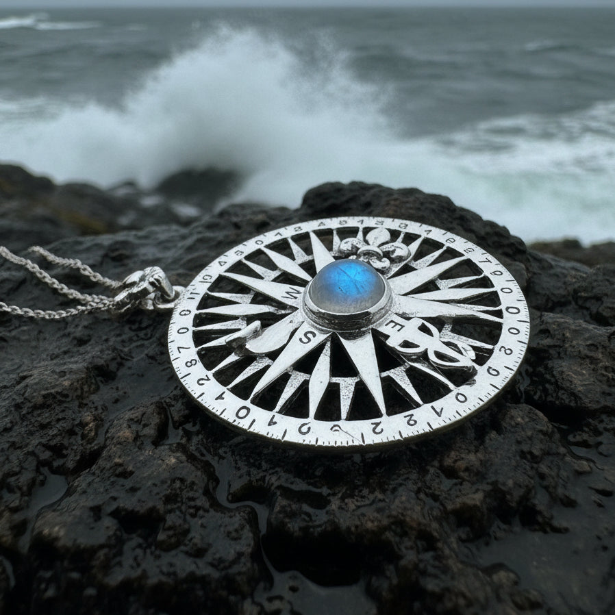 True North Moonstone Compass Necklace