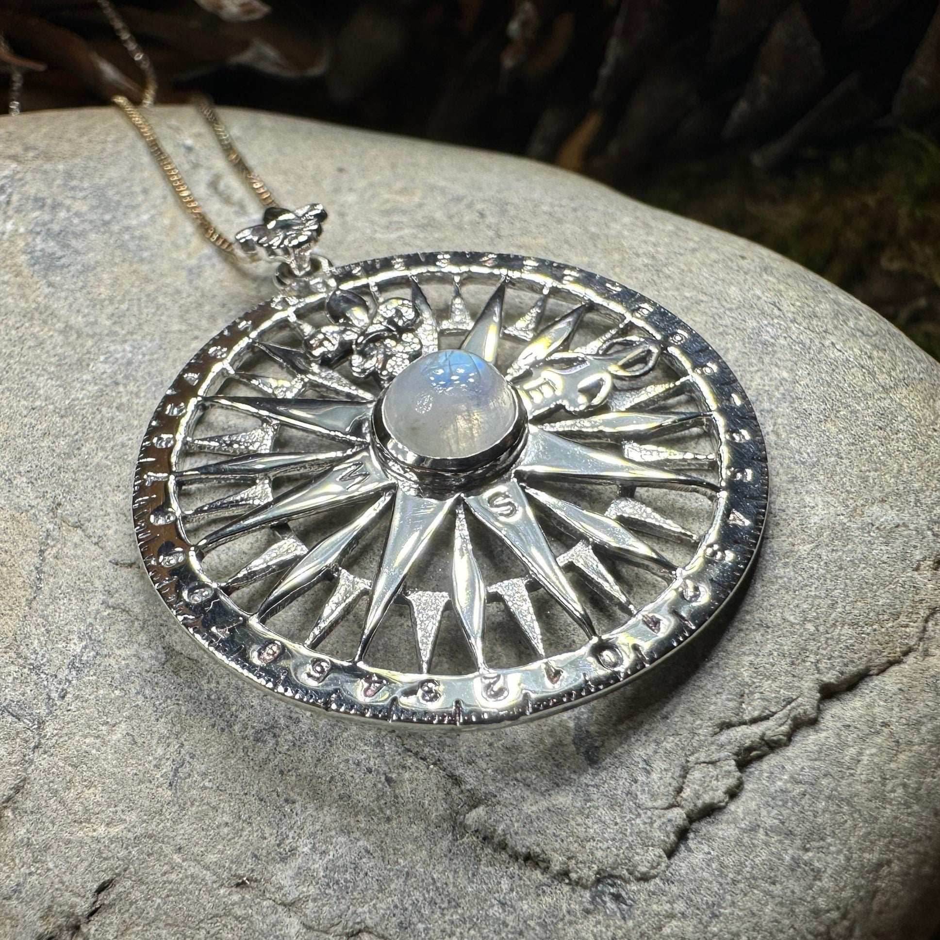True North Moonstone Compass Necklace - 18