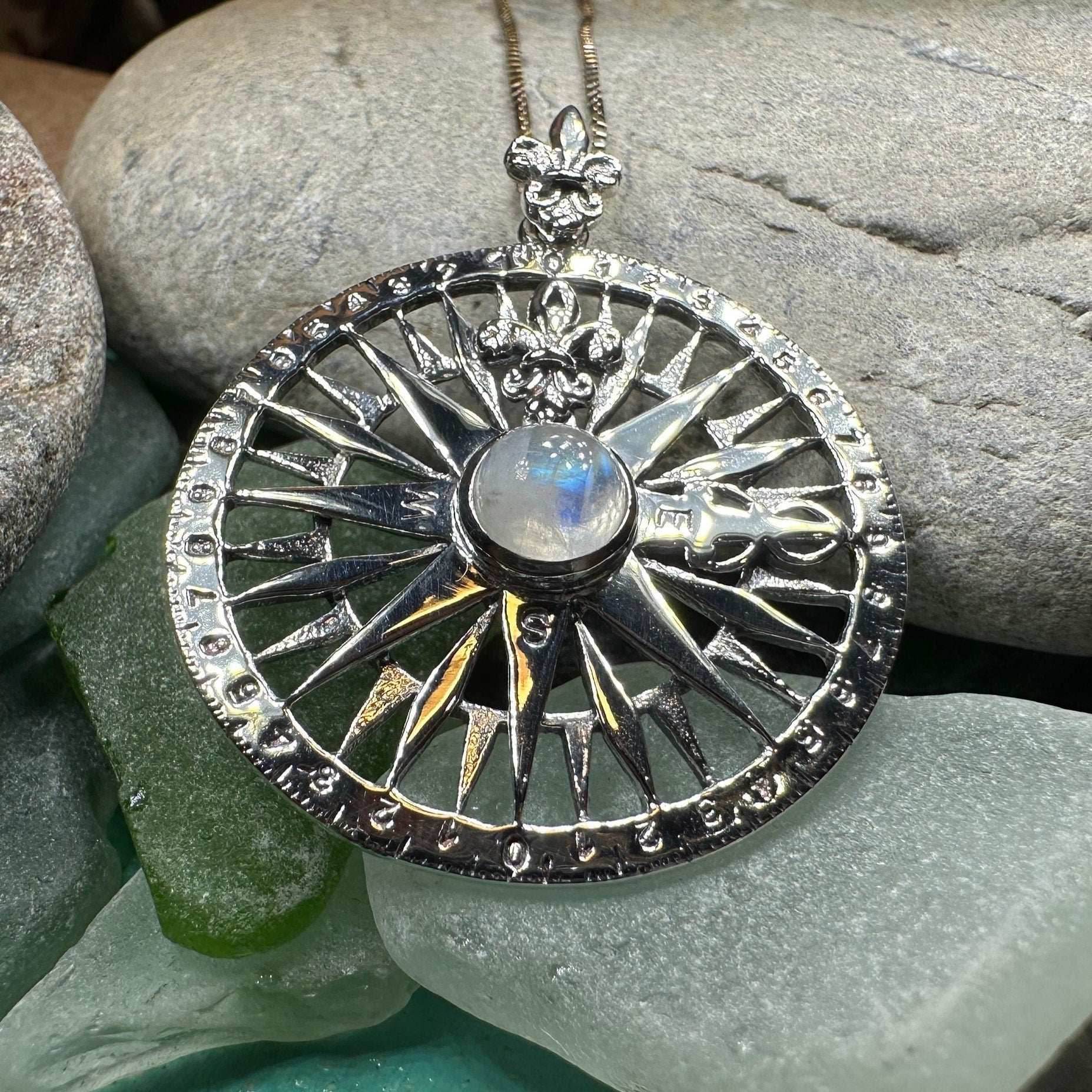 True North Moonstone Compass Necklace - 18