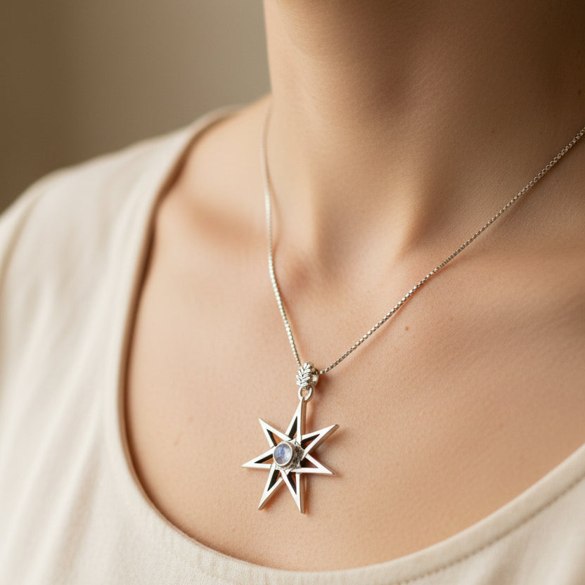 Moonstone Elven Star Necklace