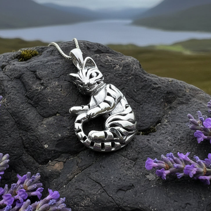 Playful Tabby Cat Necklace