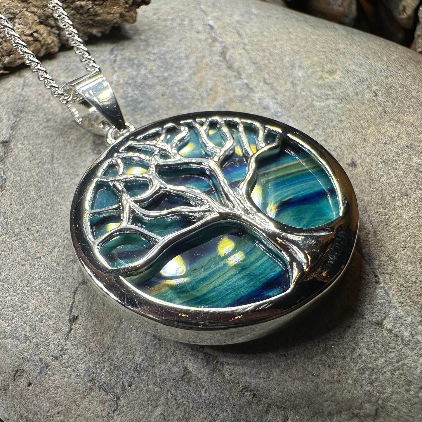 Heathergems Tree of Life Necklace - Blue-Green