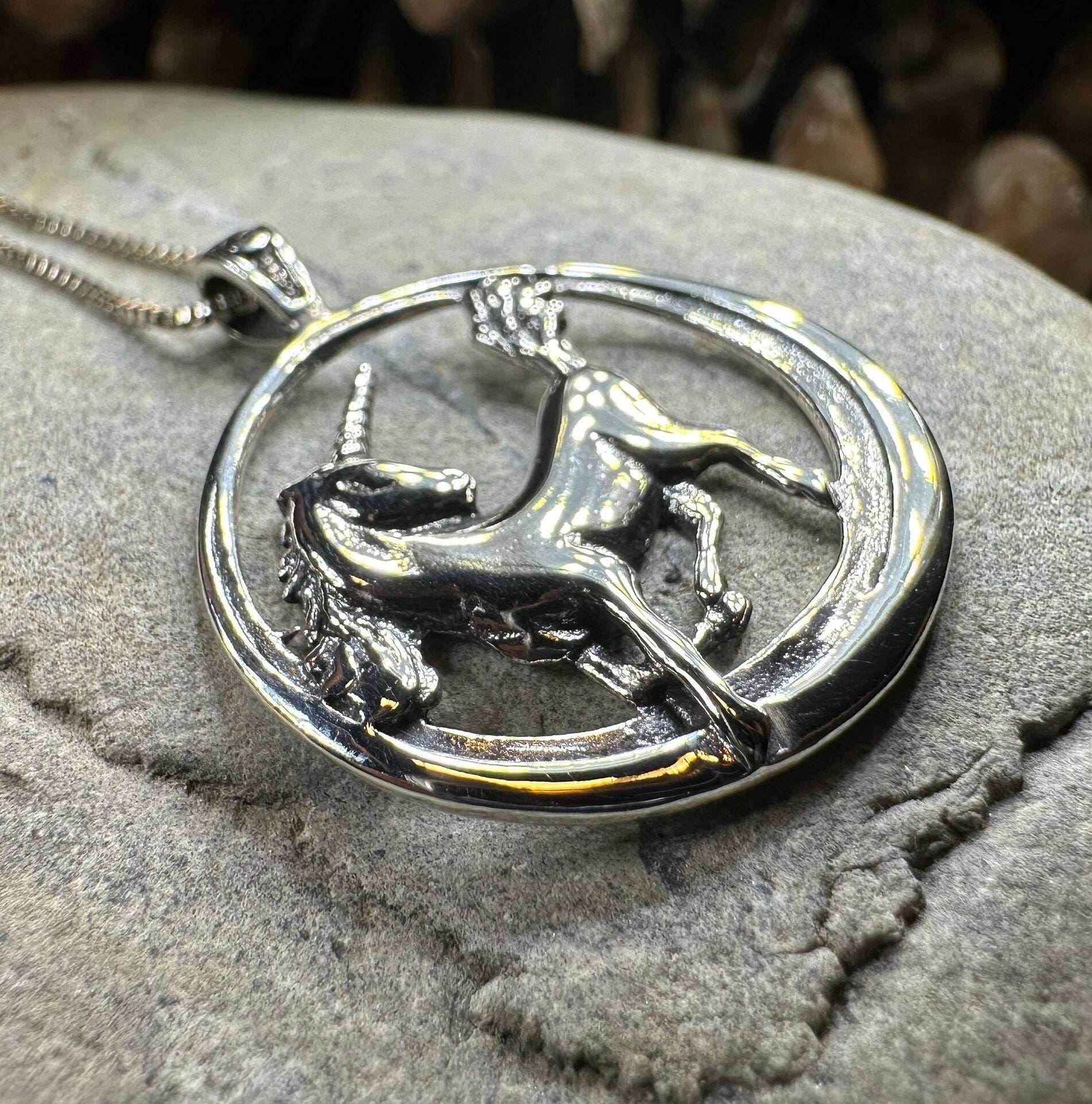 Prancing Unicorn Necklace - 18
