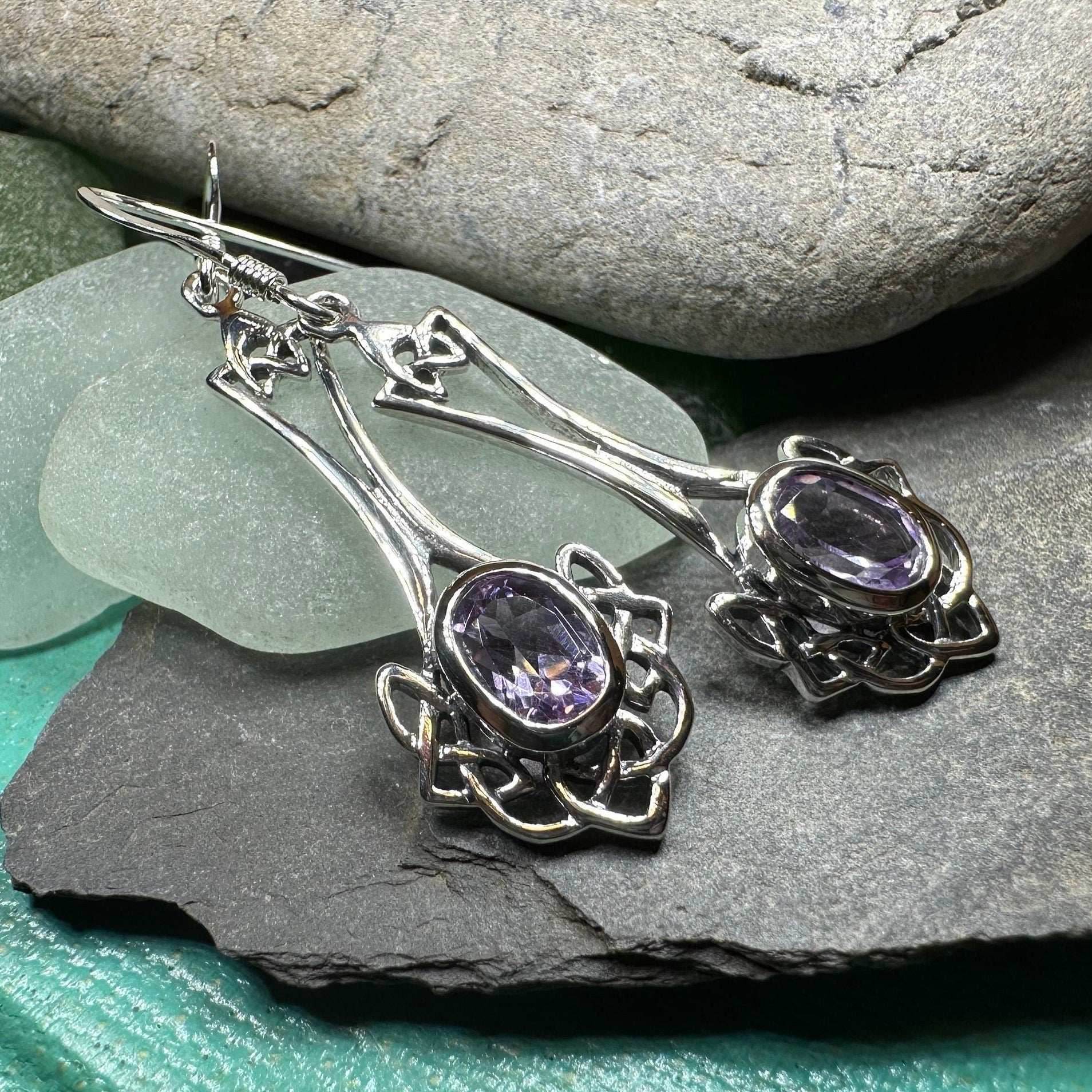 Eira Celtic Knot Earrings - Amethyst
