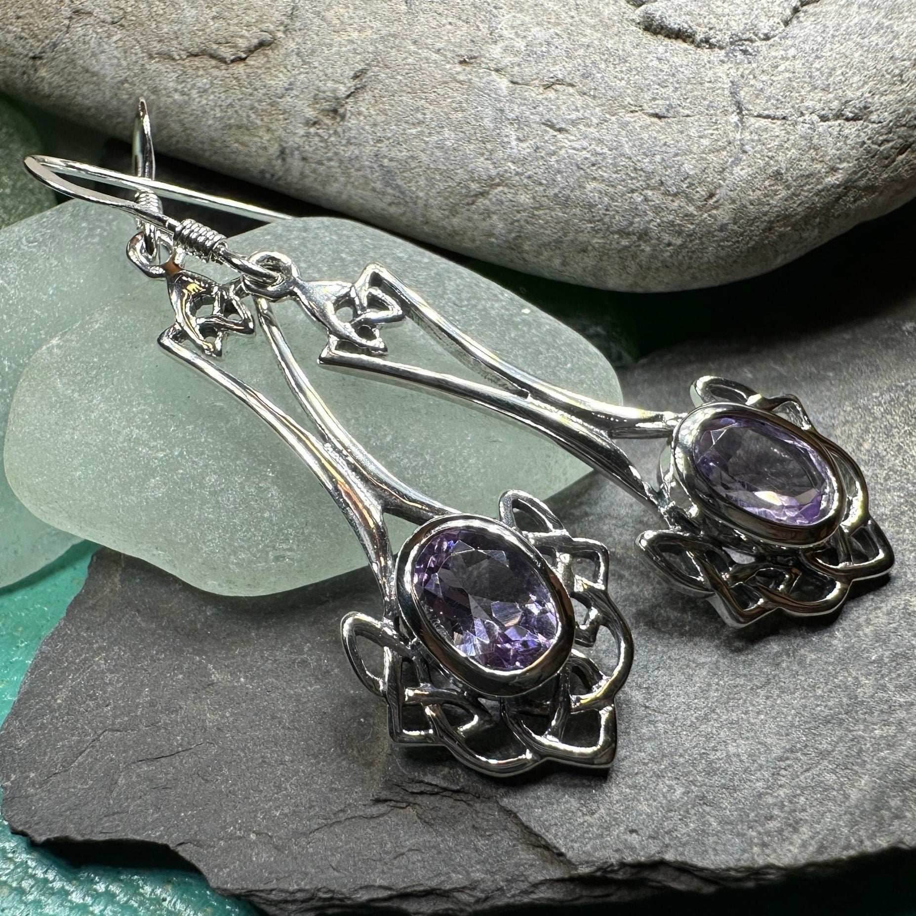 Eira Celtic Knot Earrings - Amethyst
