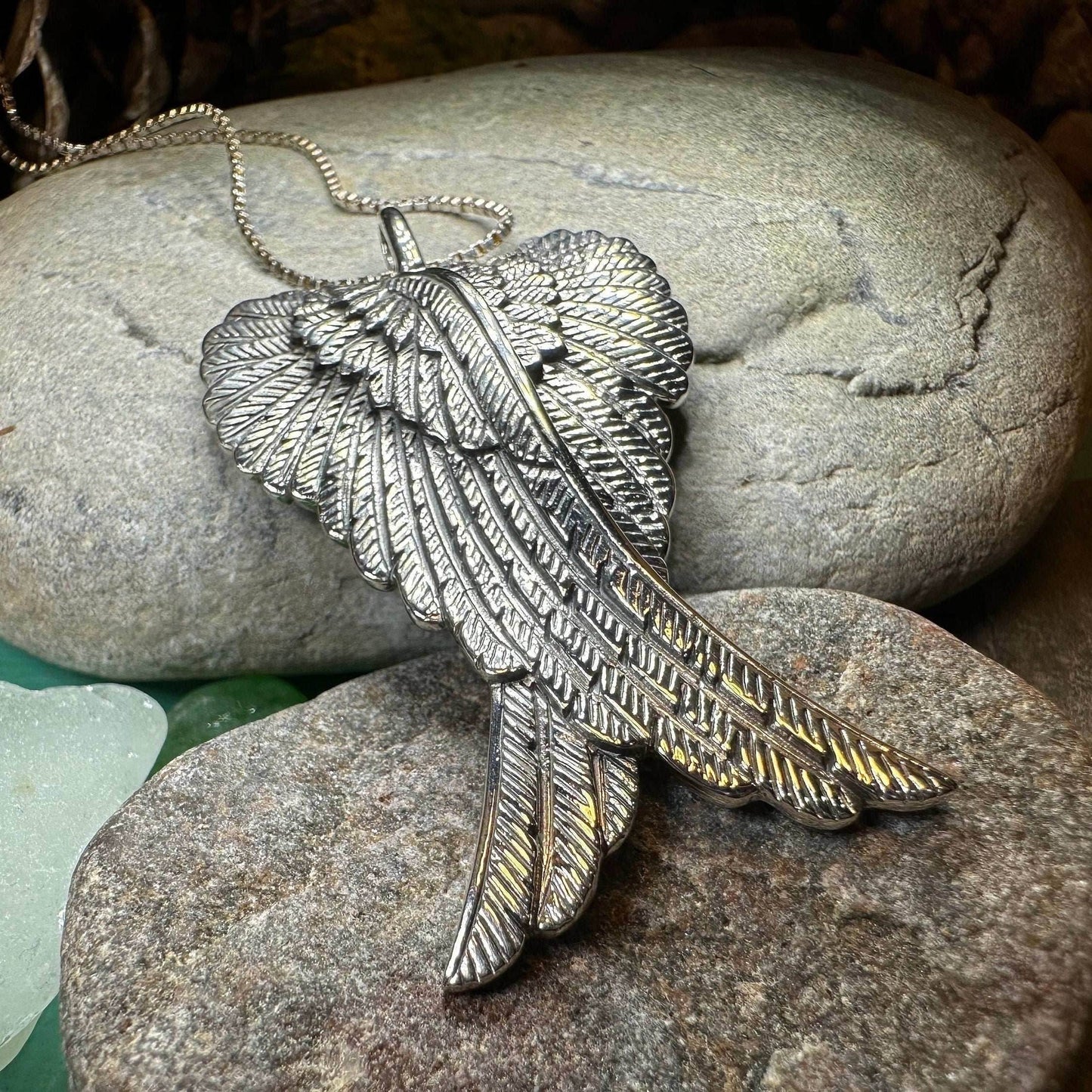 Large Angel Wings Necklace - 18