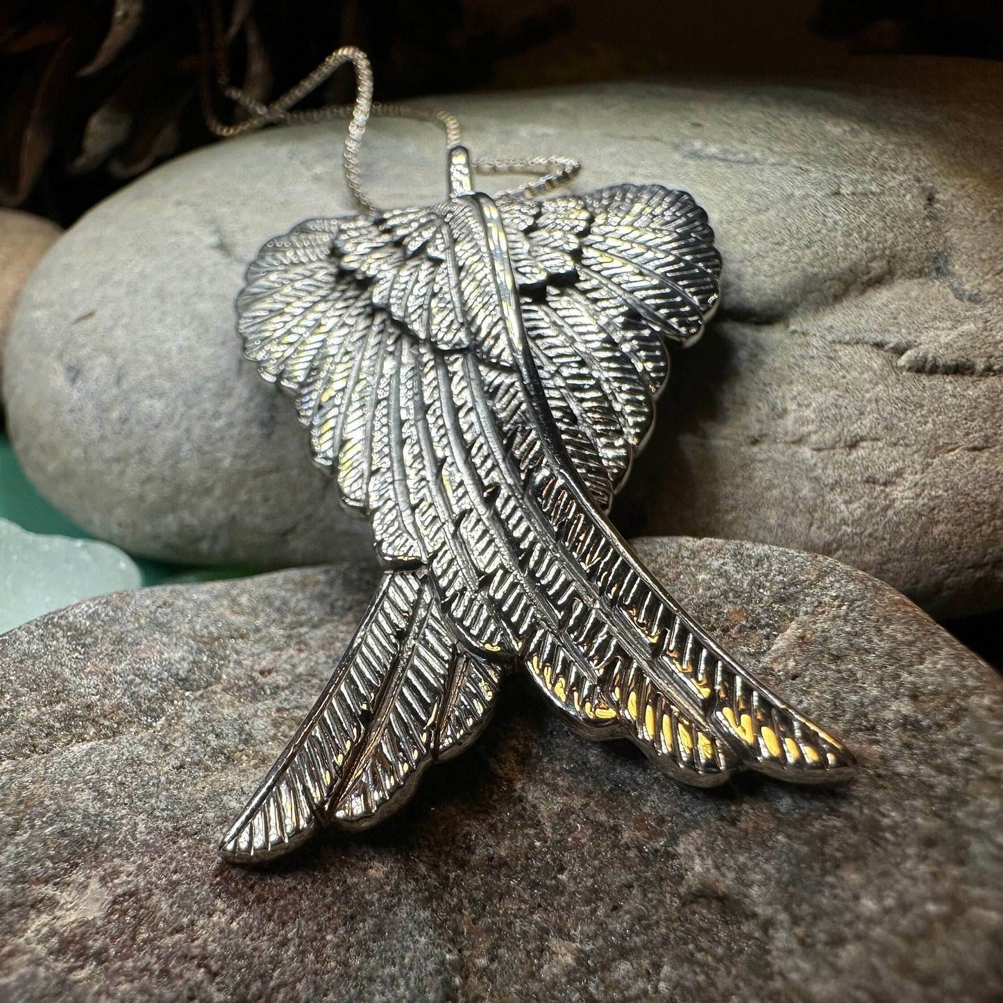 Large Angel Wings Necklace - 18