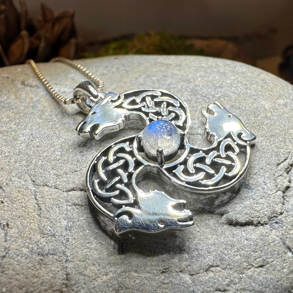 Celtic Bear Triple Spiral Necklace