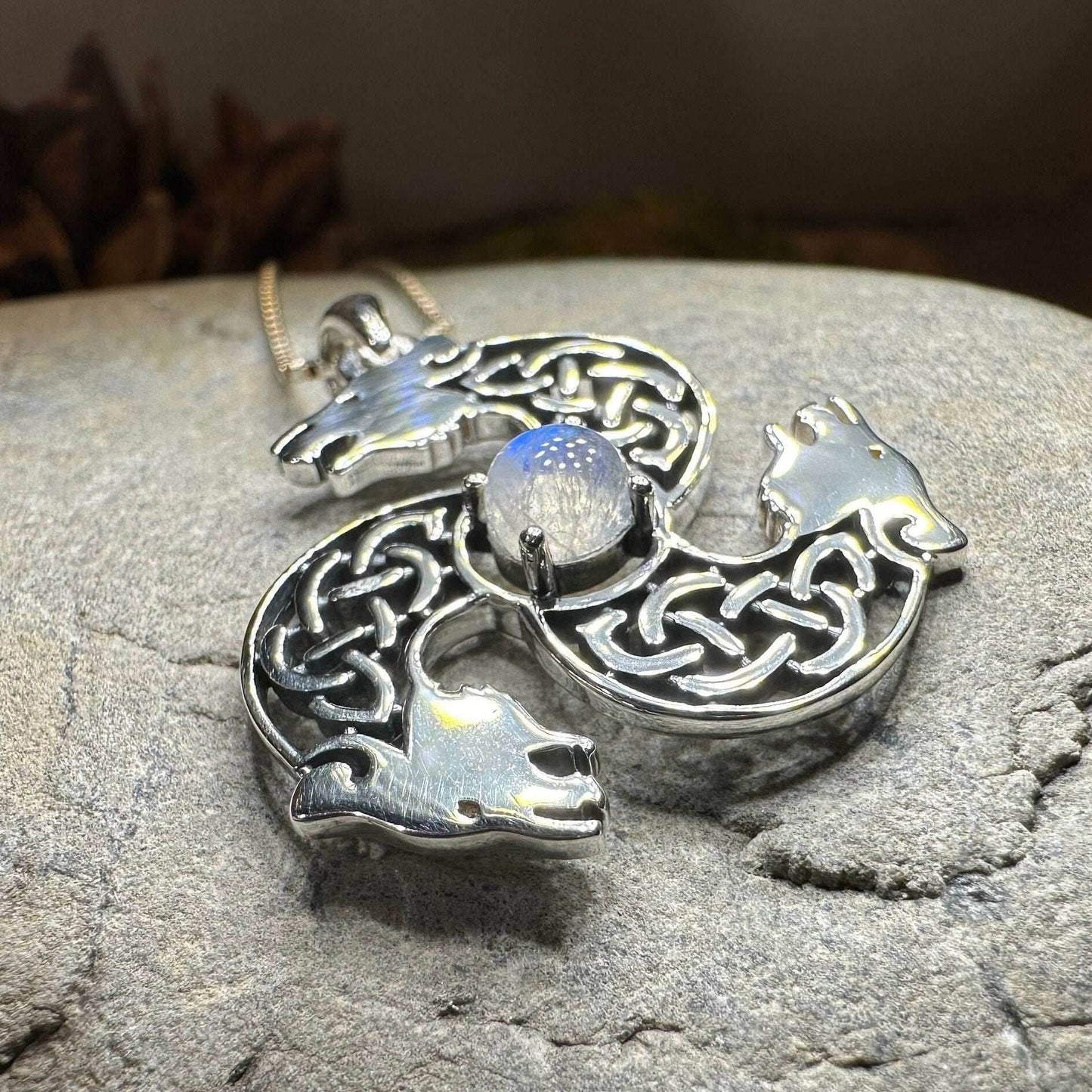Celtic Bear Triple Spiral Necklace - 18