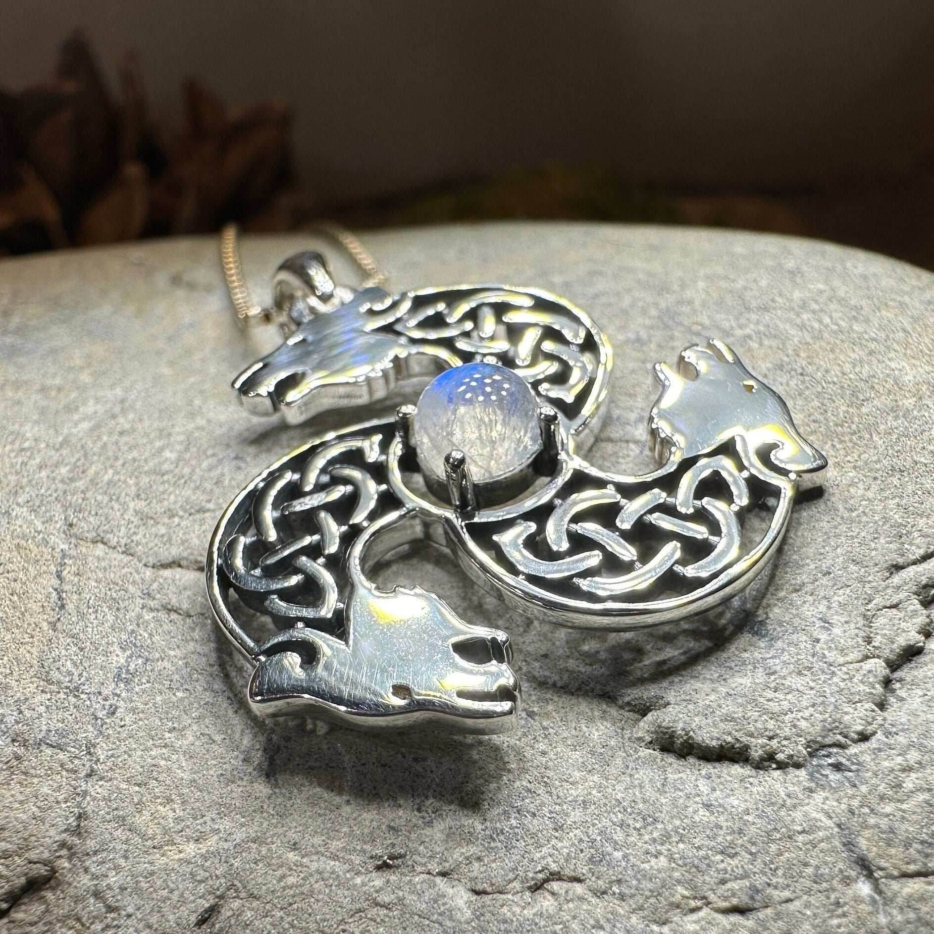 Celtic Bear Triple Spiral Necklace - 18