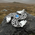 Celtic Bear Triple Spiral Necklace