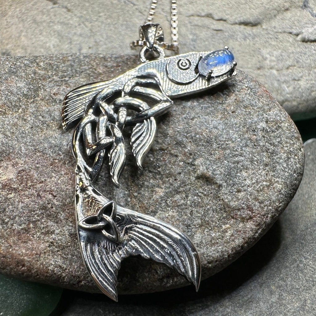 Irish Salmon of Knowledge Moonstone Necklace