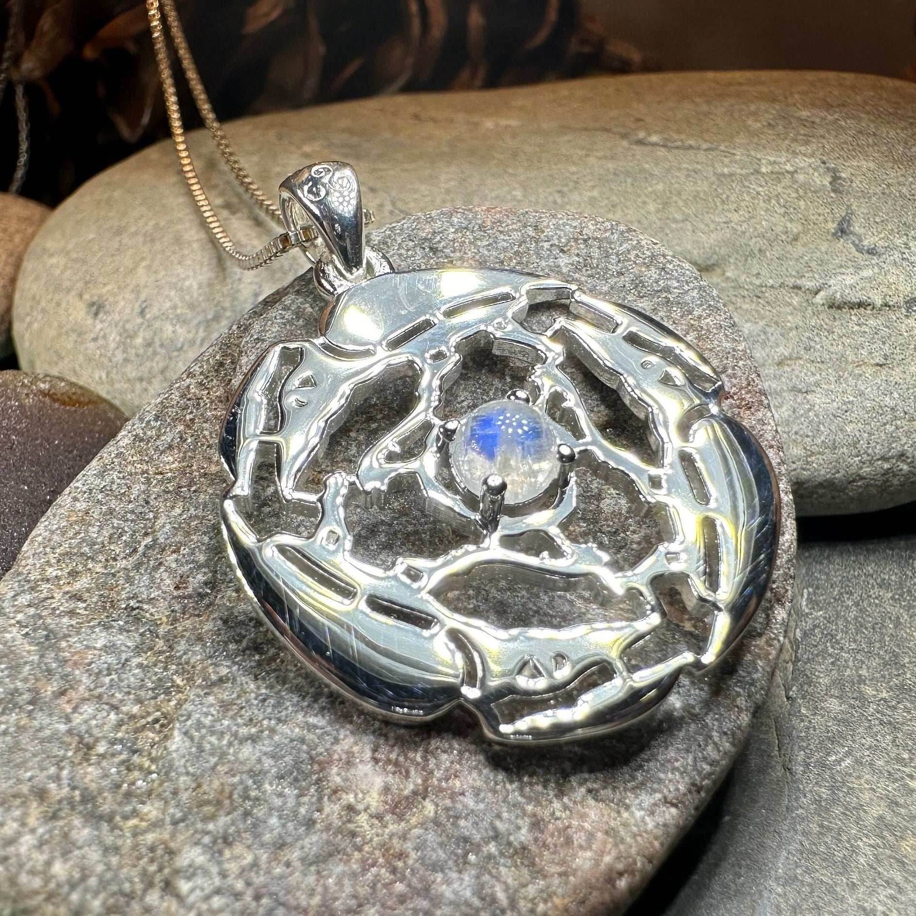 Old World Triple Raven Moonstone Necklace - 18