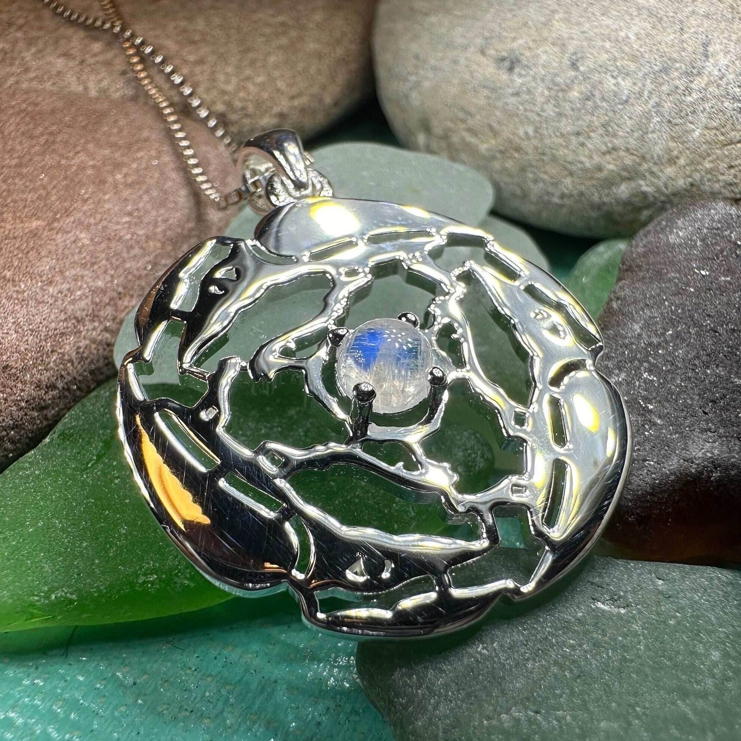 Old World Triple Raven Moonstone Necklace - 18