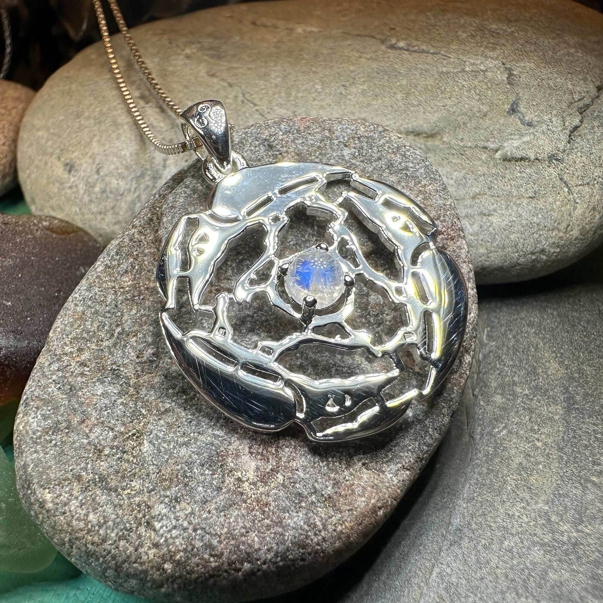 Old World Triple Raven Moonstone Necklace - 18