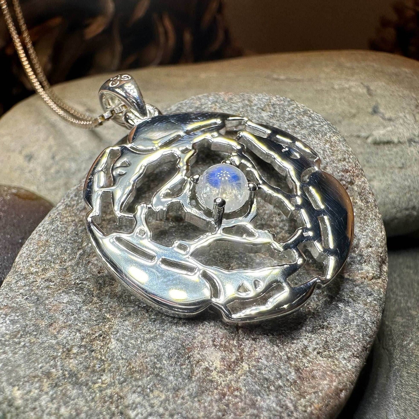 Old World Triple Raven Moonstone Necklace - 18