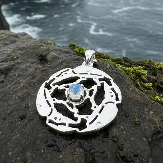 Old World Triple Raven Moonstone Necklace