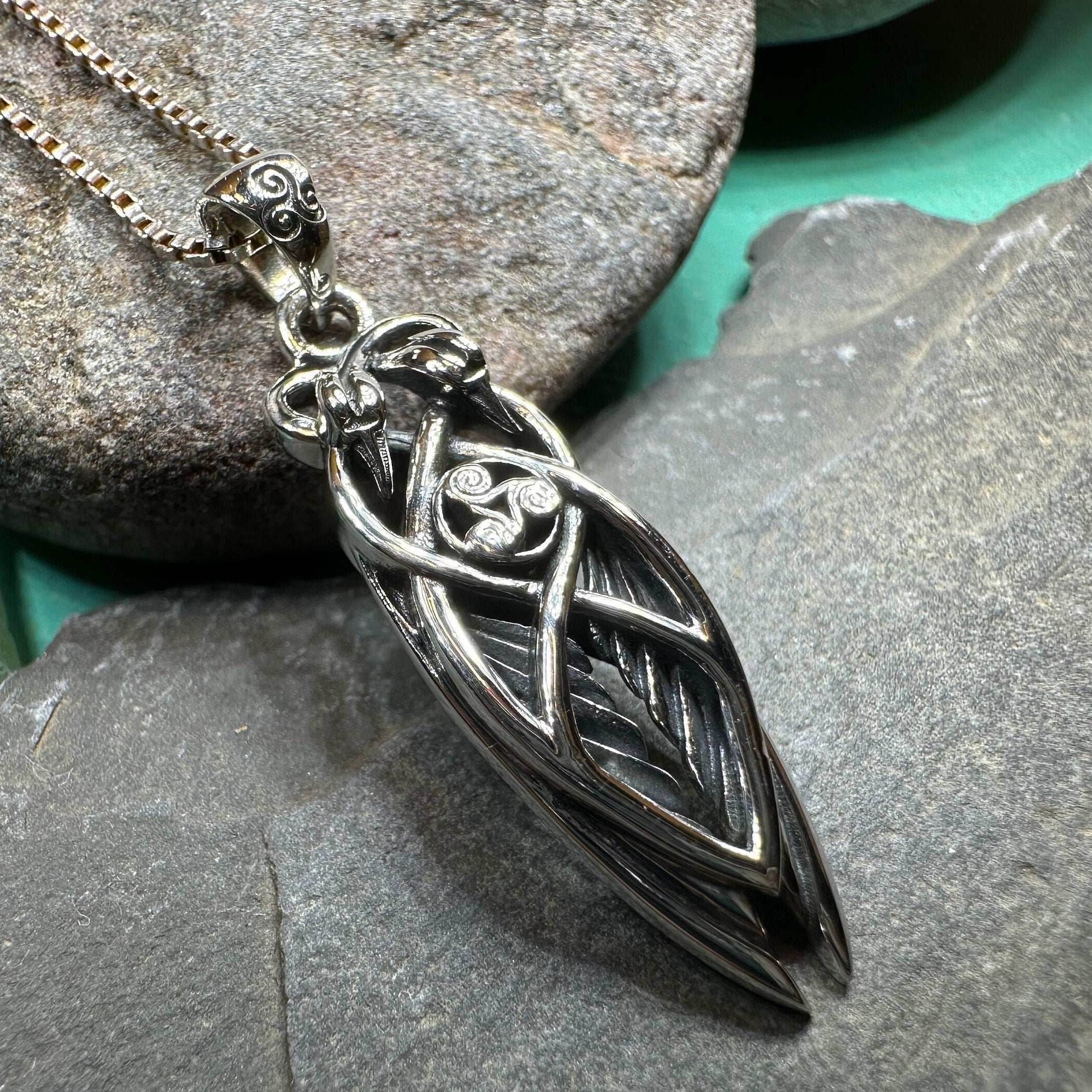 Art Deco Children of Lir Swan Necklace - 18