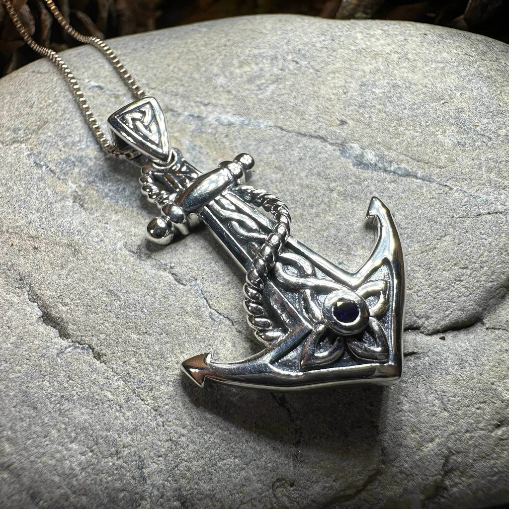 Sapphire Anchor Necklace - 18