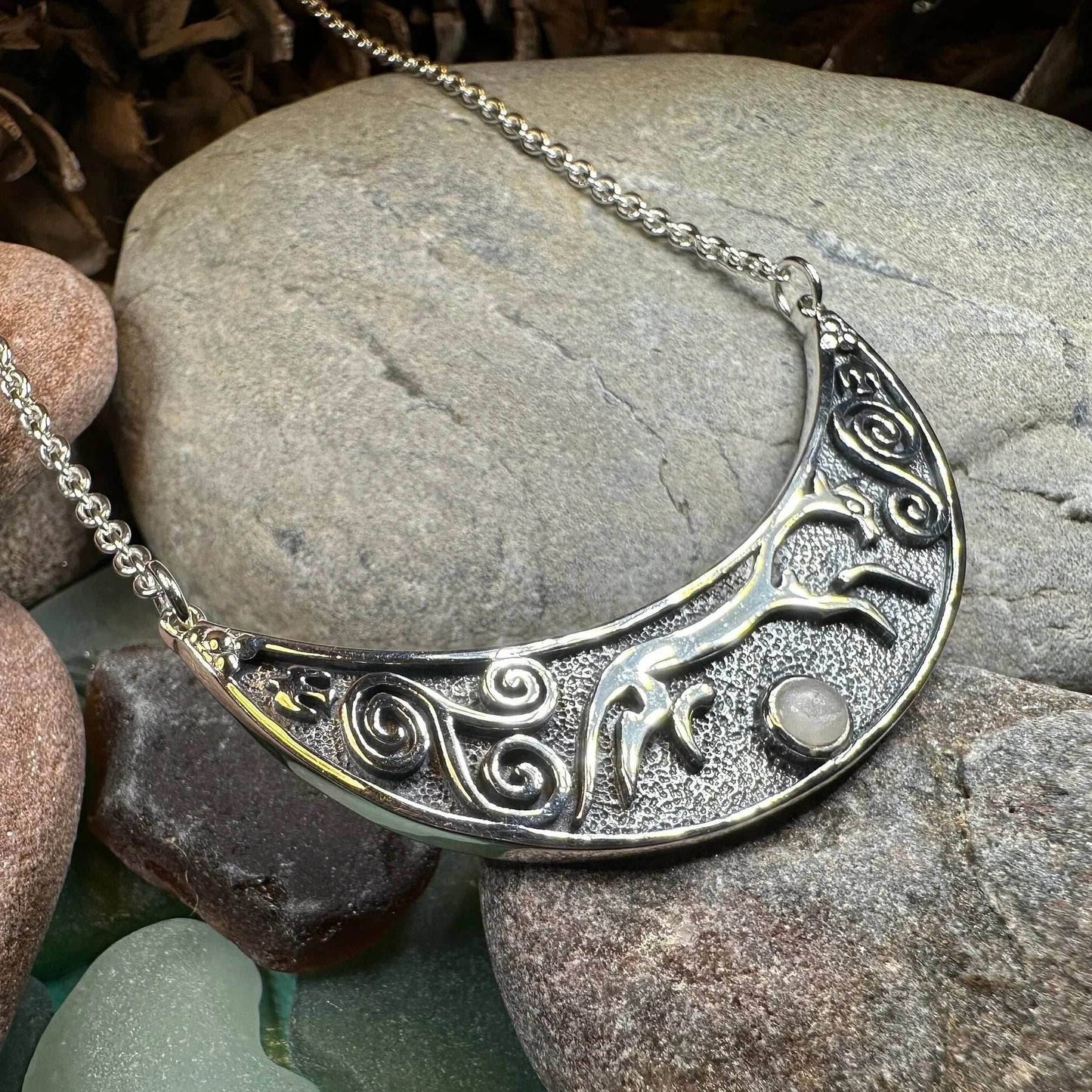 Epona Celtic Horse Moonstone Necklace - 