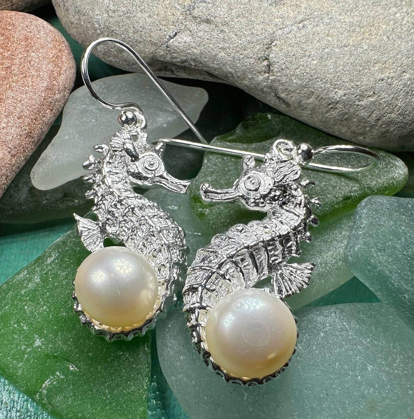 Pearl Seahorse Earrings - 