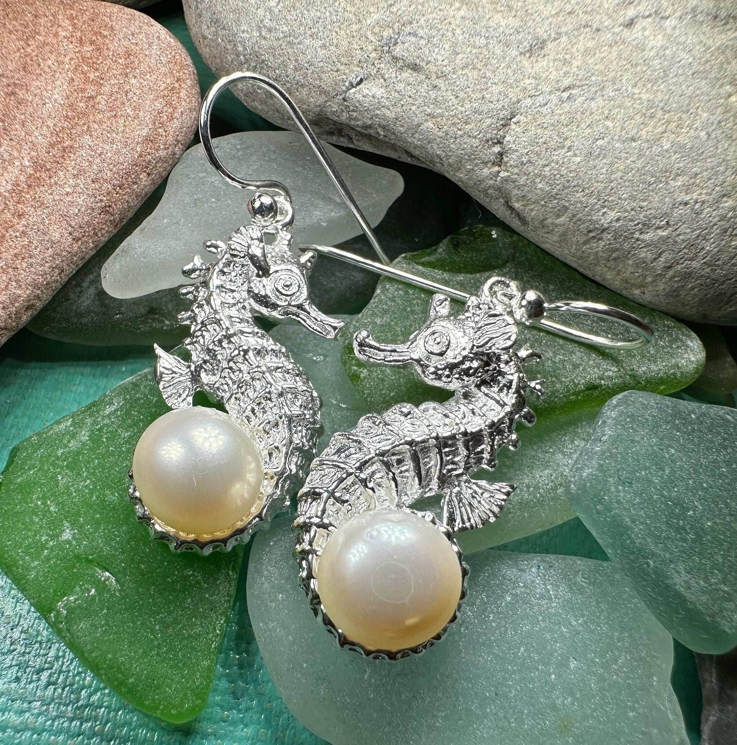 Pearl Seahorse Earrings - 