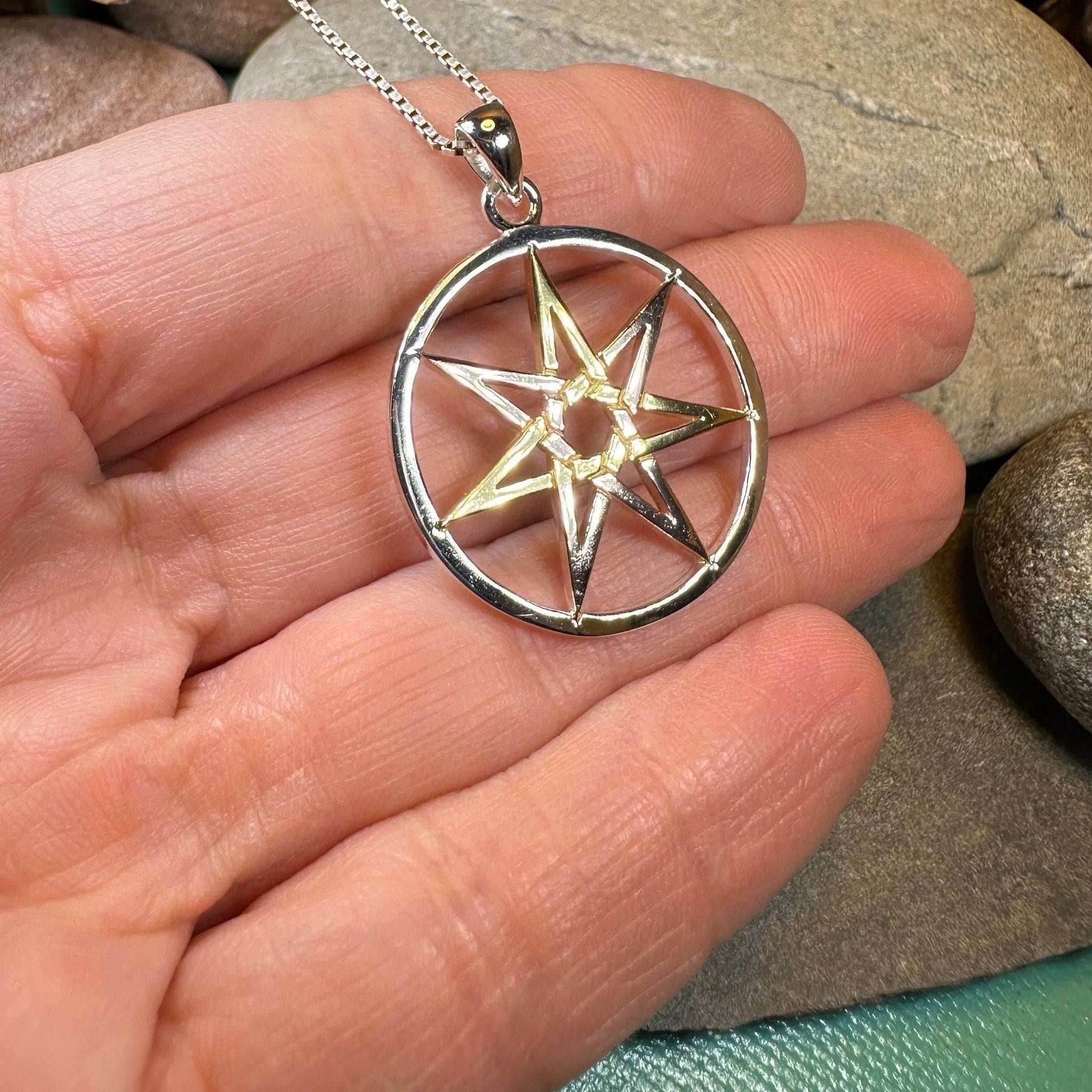 Three Tone Elven Star Necklace - 18