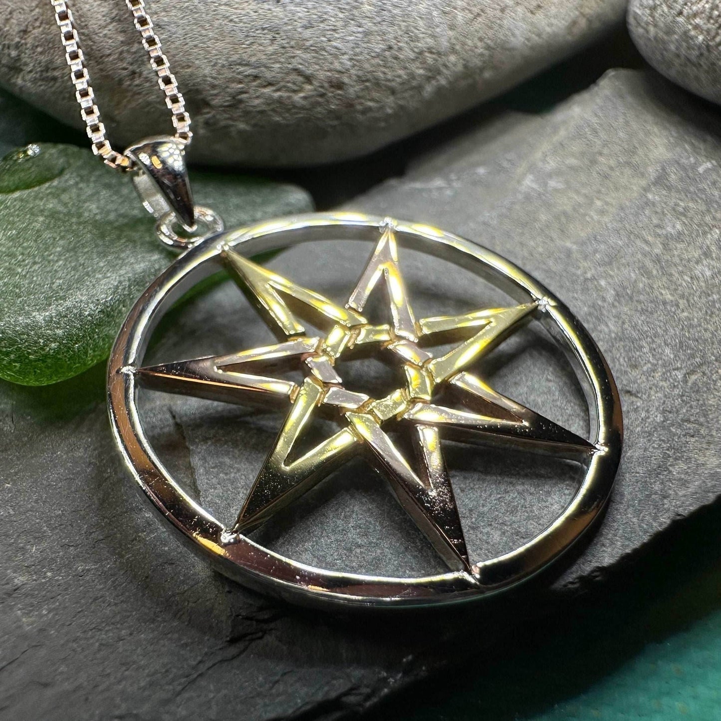 Three Tone Elven Star Necklace - 18
