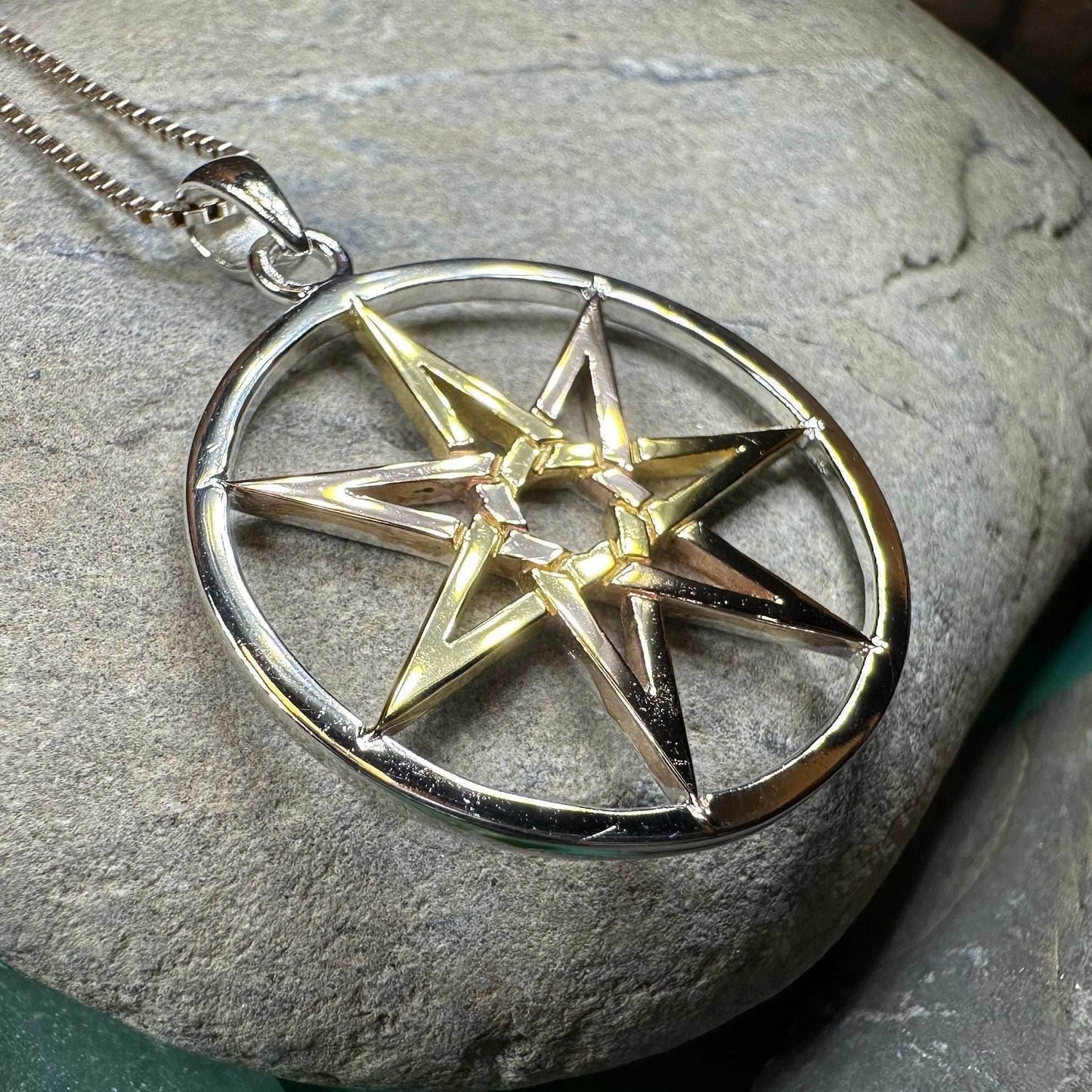 Three Tone Elven Star Necklace - 18