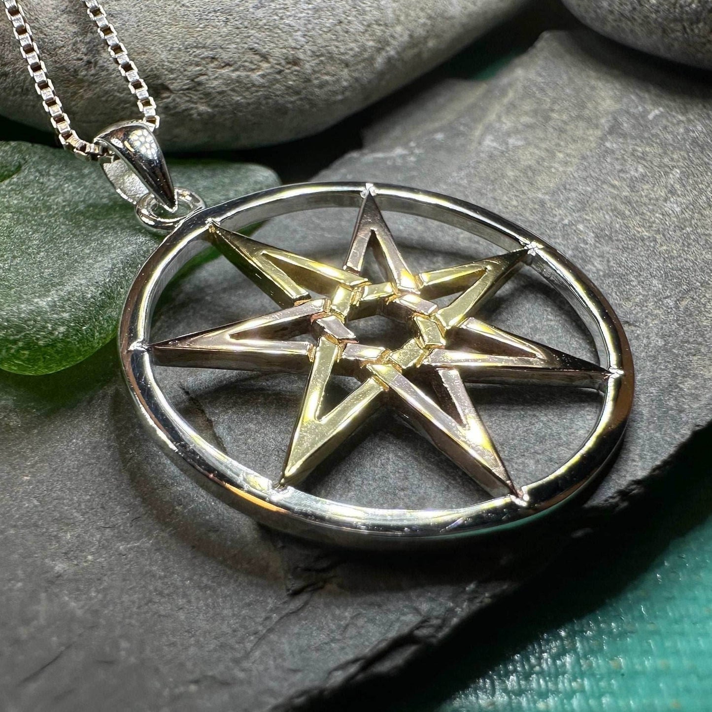 Three Tone Elven Star Necklace - 18