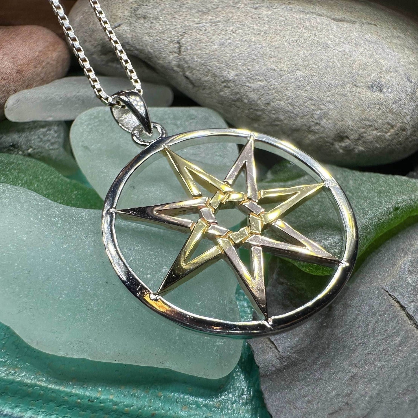 Three Tone Elven Star Necklace - 18