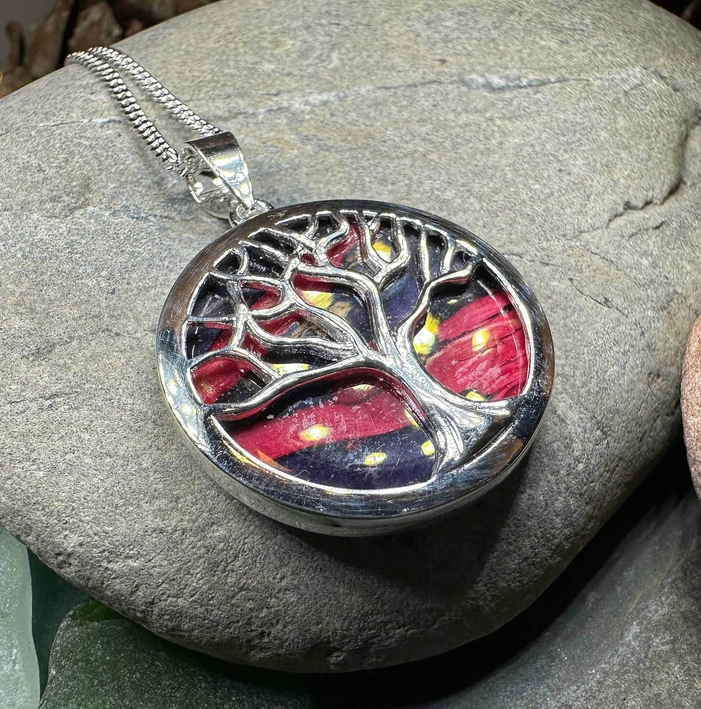Heathergems Tree of Life Necklace - Red Purple