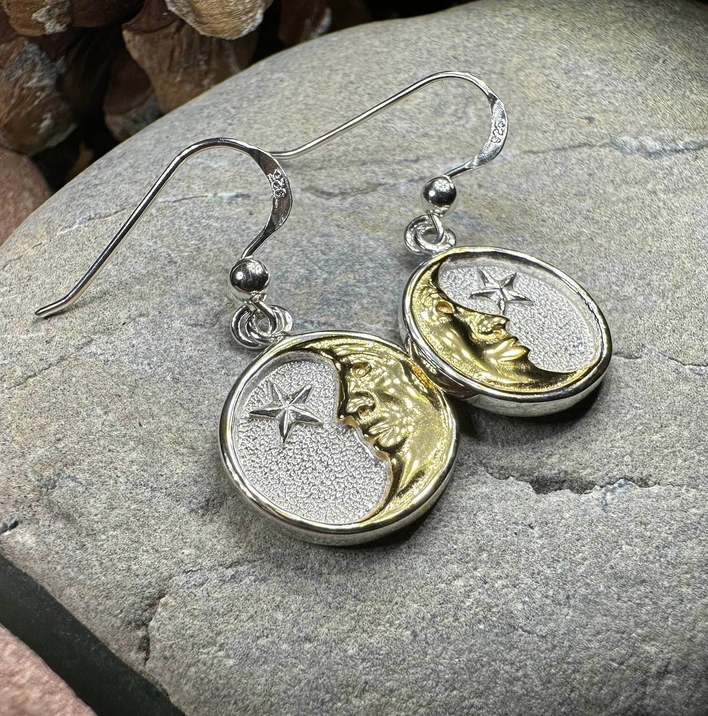 Golden Crescent Moon Earrings - 