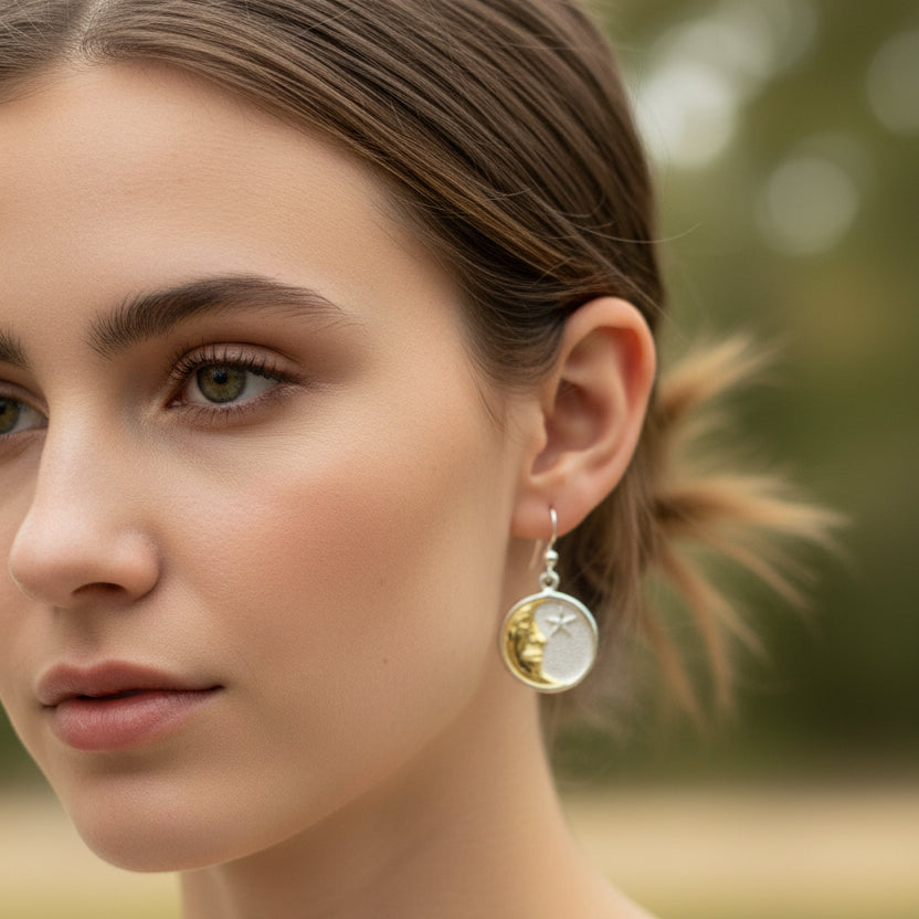 Golden Crescent Moon Earrings
