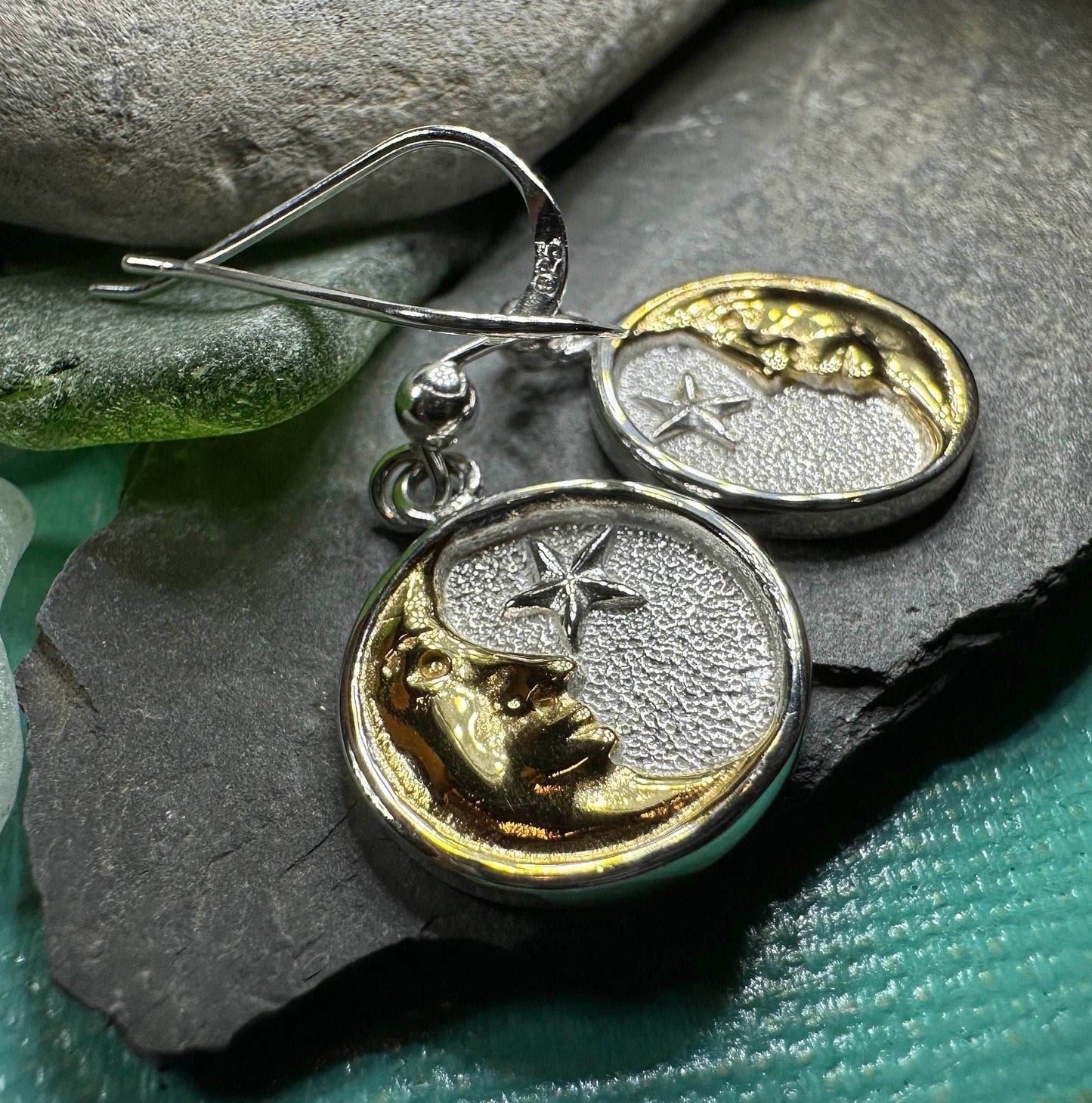 Golden Crescent Moon Earrings - 