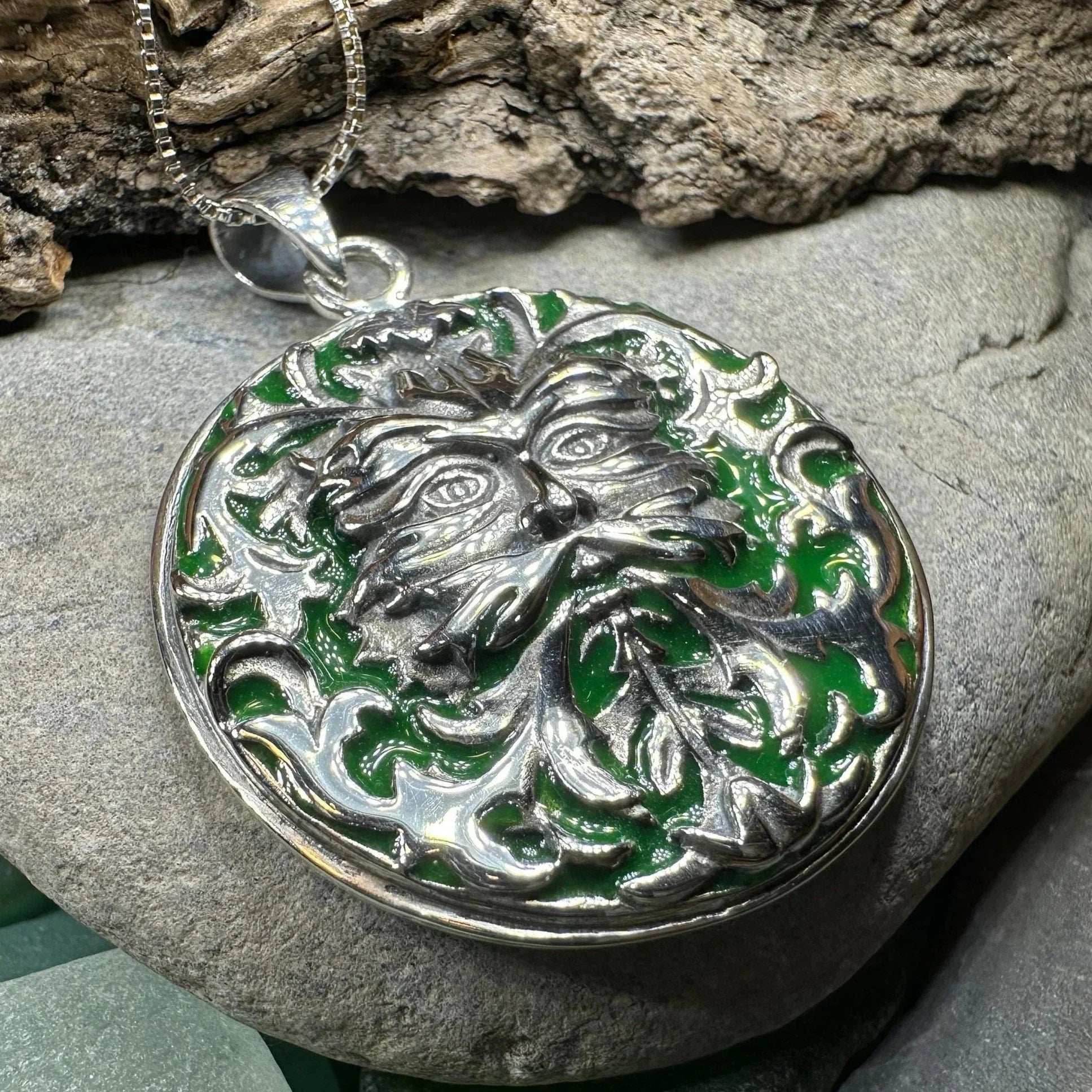Black Forest Green Man Necklace - 18