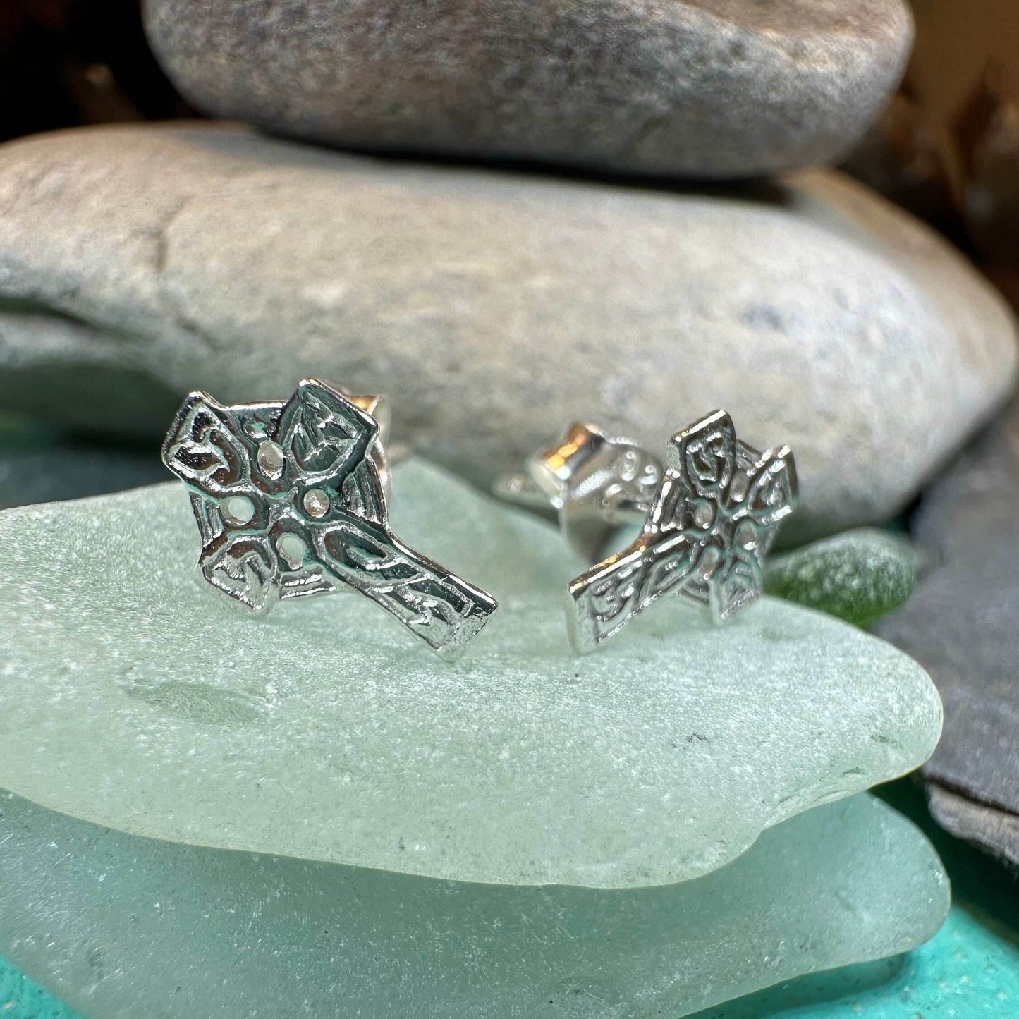 Celtic Cross Stud Earrings - 