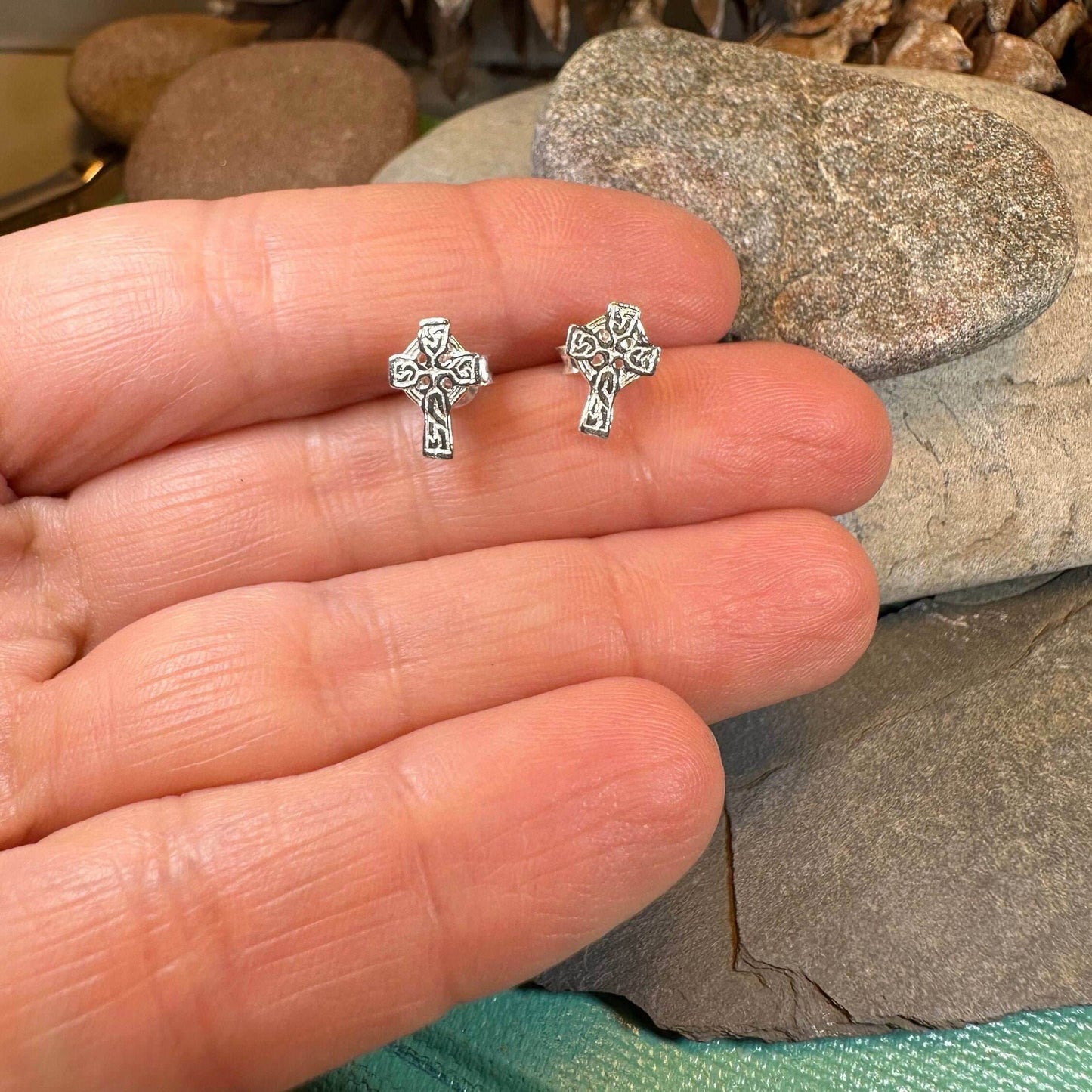 Celtic Cross Stud Earrings - 