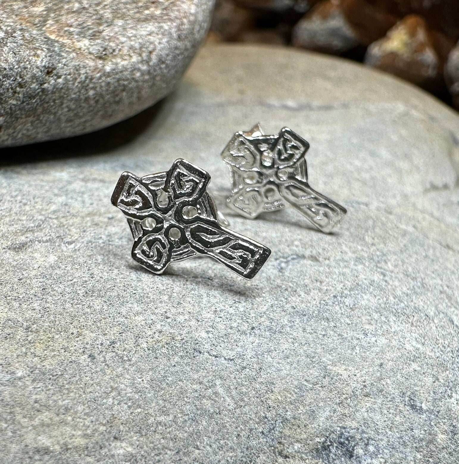 Celtic Cross Stud Earrings - 