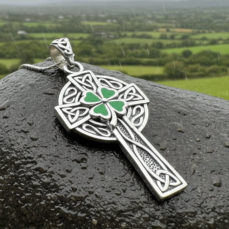 Shamrock Fields Celtic Cross Necklace