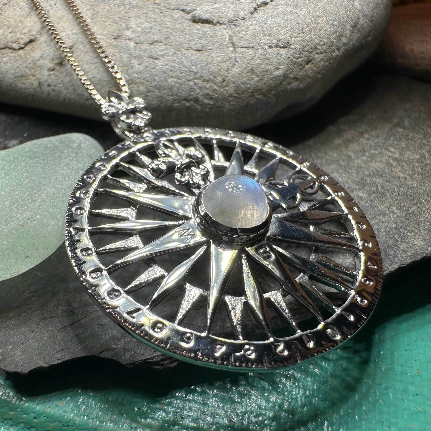 True North Moonstone Compass Necklace - 18