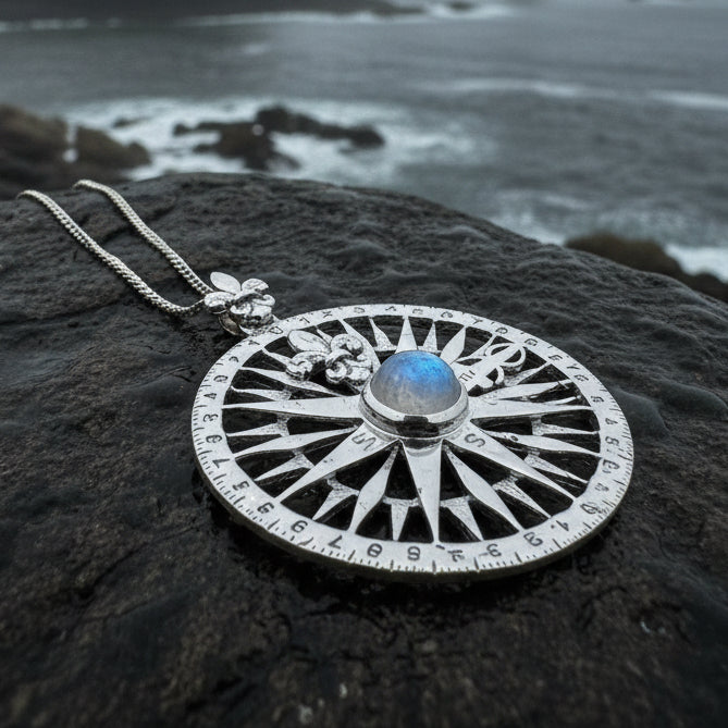 True North Moonstone Compass Necklace