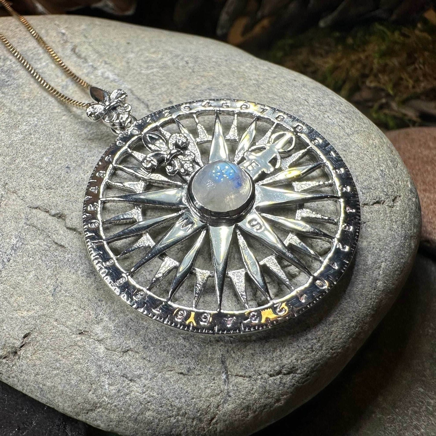 True North Moonstone Compass Necklace - 18