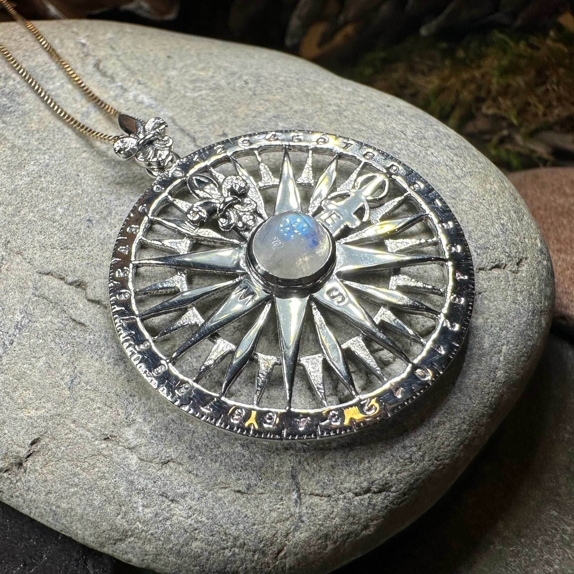 True North Moonstone Compass Necklace - 18