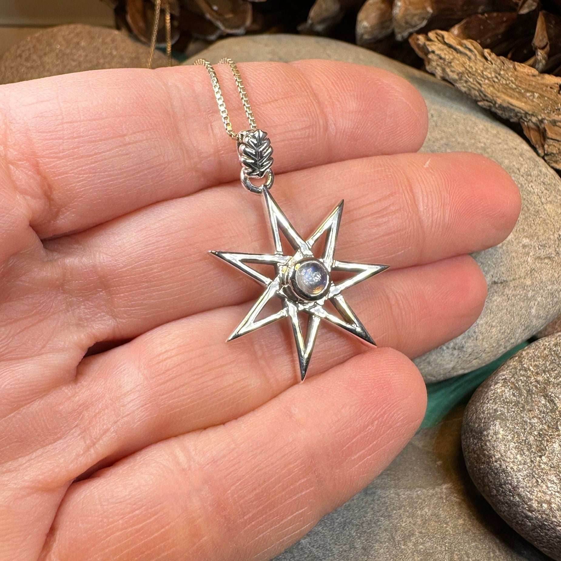 Moonstone Elven Star Necklace - 18