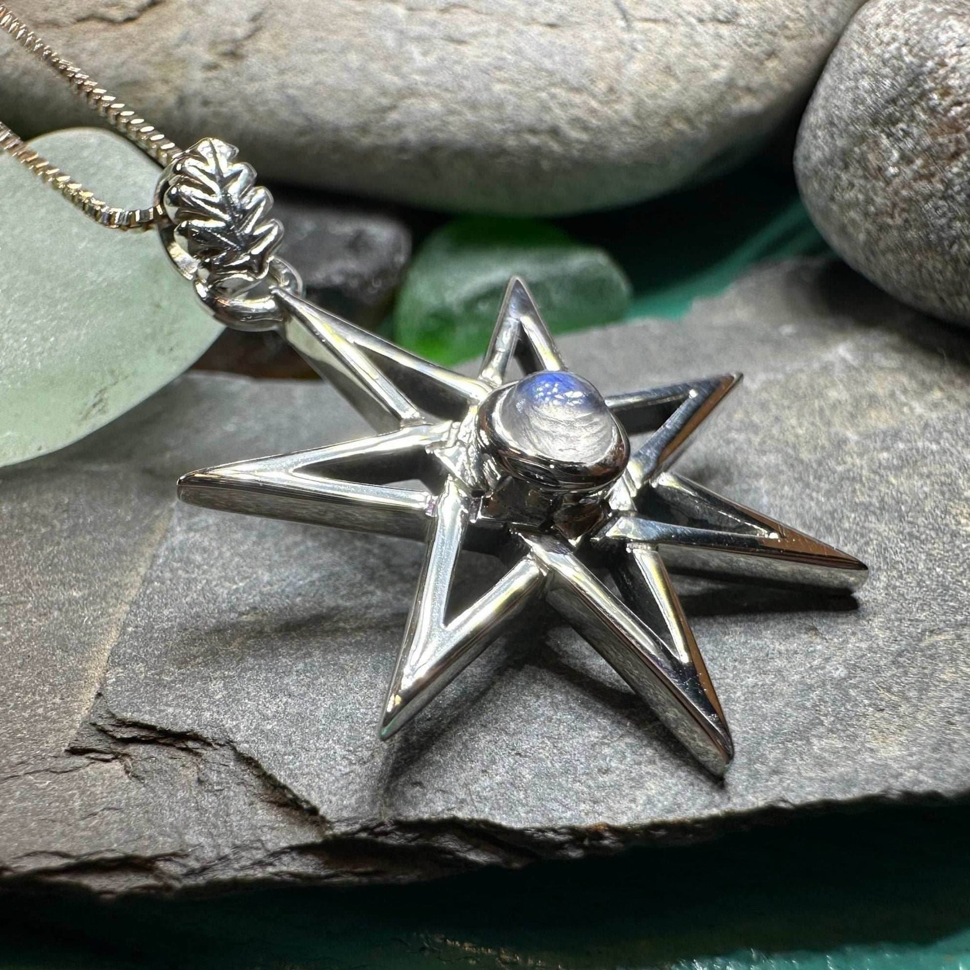 Moonstone Elven Star Necklace - 18