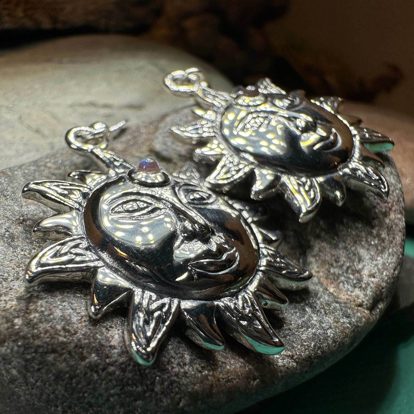 Celtic Skies Sun Moonstone Earrings - 